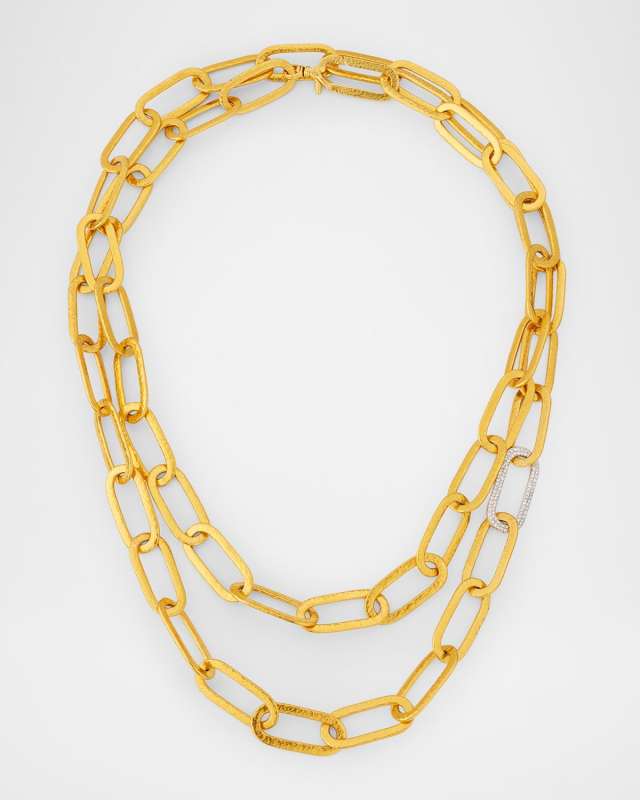 22K Gold Hoopla Link Necklace with Diamonds